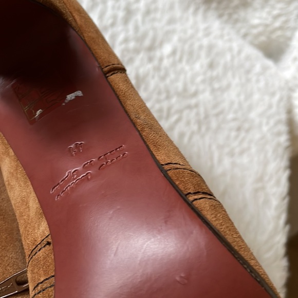 Chie Mihara suede heeled booties cognac tan brown luxury - Picture 16 of 16